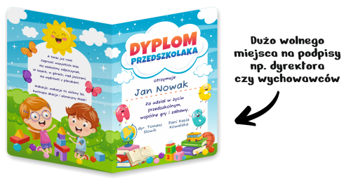 Dyplom: Przedszkolaka - wzór 3 (składany, format A4+)