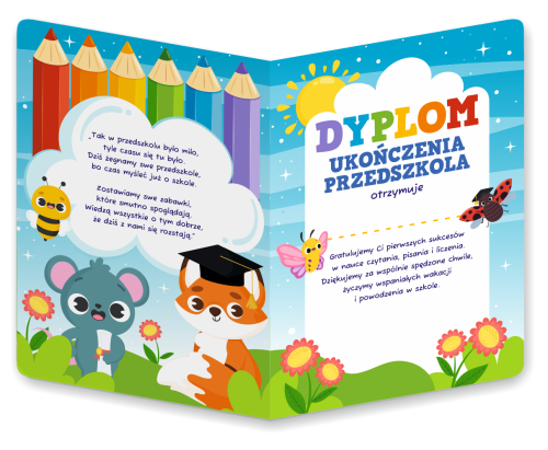 Dyplom: Ukończenia Przedszkola - wzór 4 (składany, format A4+)
