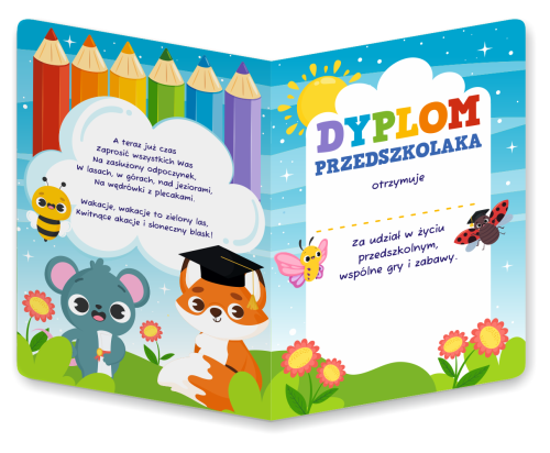 Dyplom: Przedszkolaka - wzór 4 (składany, format A4+)