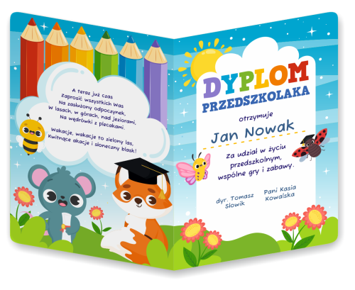 Dyplom: Przedszkolaka - wzór 4 (składany, format A4+)