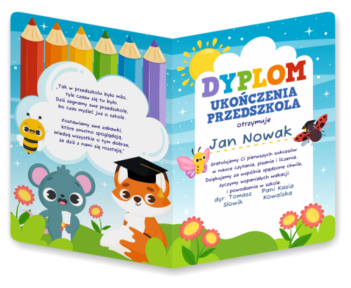 Dyplom: Ukończenia Przedszkola - wzór 4 (składany, format A4+)