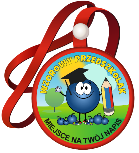Medal na tasiemce: "Wzorowy Przedszkolak" (Jagódka) + nadruk 