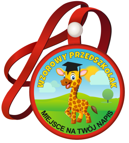 Medal na tasiemce: "Wzorowy Przedszkolak" (Żyrafa) + nadruk