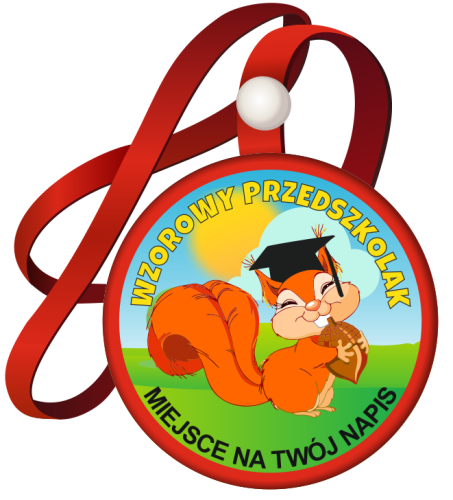 Medal na tasiemce: "Wzorowy Przedszkolak" (Wiewiórka) + nadruk