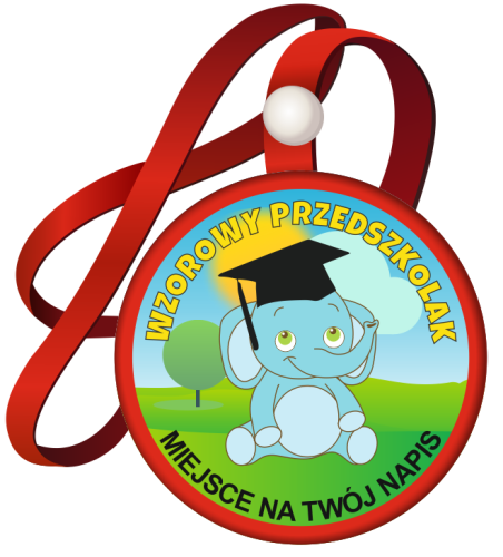 Medal na tasiemce: "Wzorowy Przedszkolak" (Słonik) + nadruk