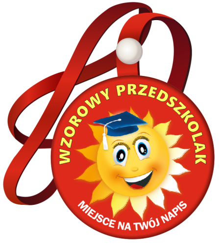 Medal na tasiemce: "Wzorowy Przedszkolak" (Słoneczko) + nadruk