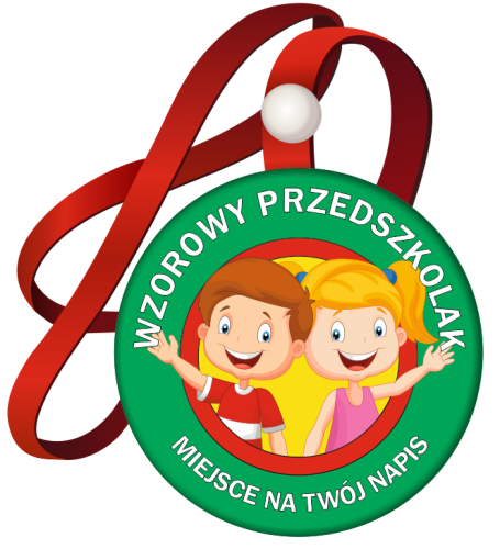 Medal na tasiemce: "Wzorowy Przedszkolak" (Dzieci) + nadruk