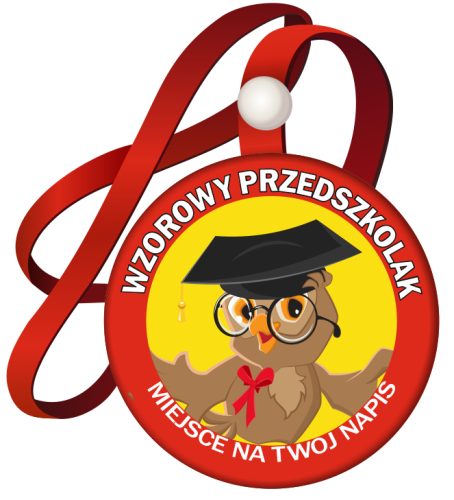 Medal na tasiemce: "Wzorowy Przedszkolak" (Sowa) + nadruk