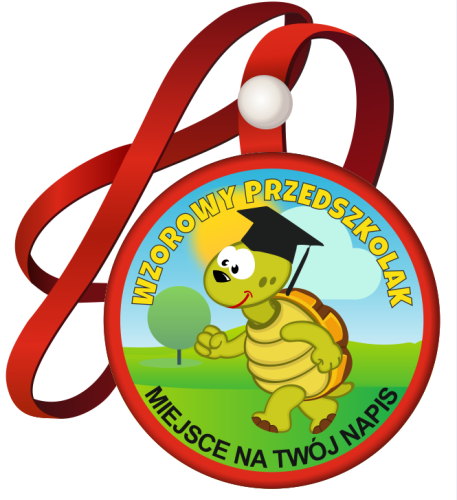 Medal na tasiemce: "Wzorowy Przedszkolak" (Żółwik) + nadruk