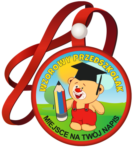 Medal na tasiemce: "Wzorowy Przedszkolak" (Miś) + nadruk