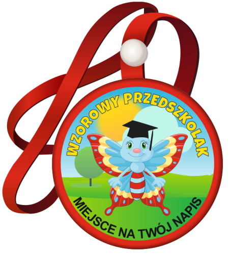 Medal na tasiemce: "Wzorowy Przedszkolak" (Motyl) + nadruk