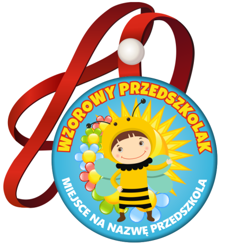 Medal na tasiemce: "Wzorowy Przedszkolak" (Pszczółka) + nadruk