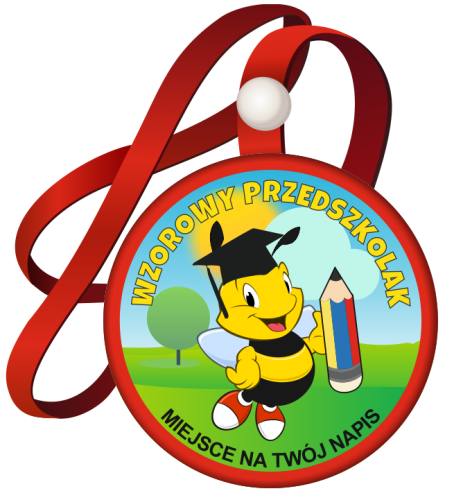 Medal na tasiemce: "Wzorowy Przedszkolak" (Pszczółka) + nadruk