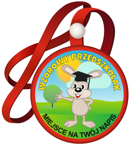 Medal na tasiemce: "Wzorowy Przedszkolak" (Zajączek/Królik) + nadruk 