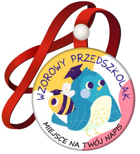 Medal na tasiemce: "Wzorowy Przedszkolak" (Wzór 27) + nadruk