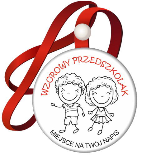 Medal na tasiemce: "Wzorowy Przedszkolak" (Dzieci 3) + nadruk
