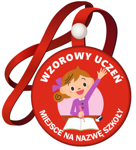 Medal na tasiemce: "Wzorowego Ucznia Dziewczynka" + nadruk