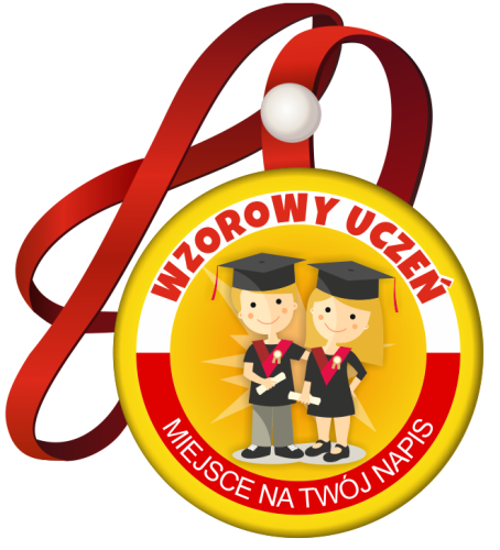 Medal na tasiemce: "Wzorowego Ucznia Dzieci" + nadruk