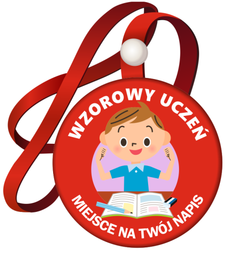 Medal na tasiemce: "Wzorowego Ucznia Chłopiec" + nadruk
