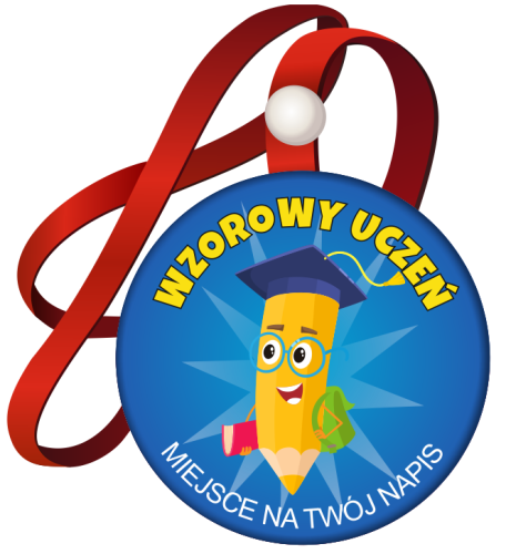 Medal na tasiemce: "Wzorowego Ucznia (Ołówek)" + nadruk