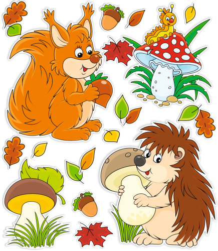 Dekoracja jesienna - DUŻE JESIENNE ZWIERZĄTKA (~A3, dwustronna)