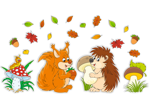 Dekoracja jesienna - DUŻE JESIENNE ZWIERZĄTKA (~A3, dwustronna)