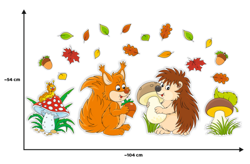 Dekoracja jesienna - DUŻE JESIENNE ZWIERZĄTKA (~A3, dwustronna)