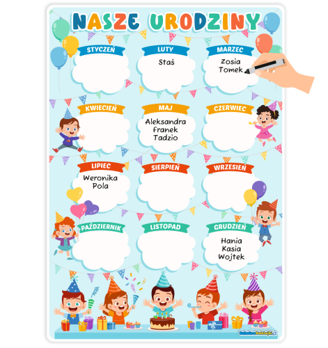 Kalendarz Urodzinowy A3 - Dzieci - wzór 1