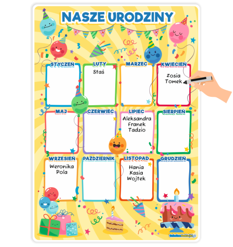 Kalendarz Urodzinowy A3 - Baloniki - wzór 2