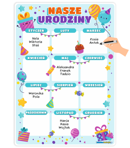 Kalendarz Urodzinowy A3 - wzór 3