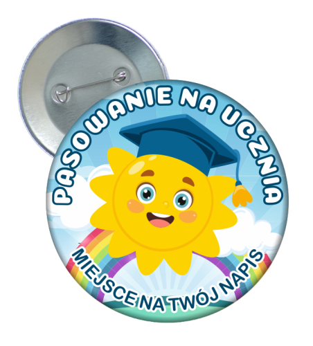 Przypinka: Pasowanie Na Ucznia (wzór 81) + twój napis