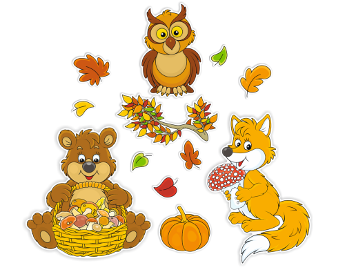 Dekoracja jesienna - DUŻE JESIENNE ZWIERZĄTKA - wzór 2 (~A3, dwustronna)