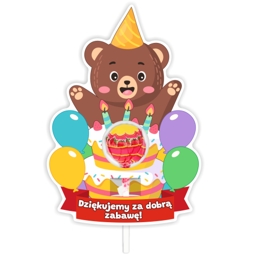 Opakowanie na lizaka - URODZINOWE - Miś