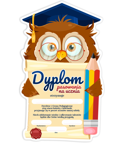 DYPLOM KSZTAŁT - PASOWANIE NA UCZNIA - sowa