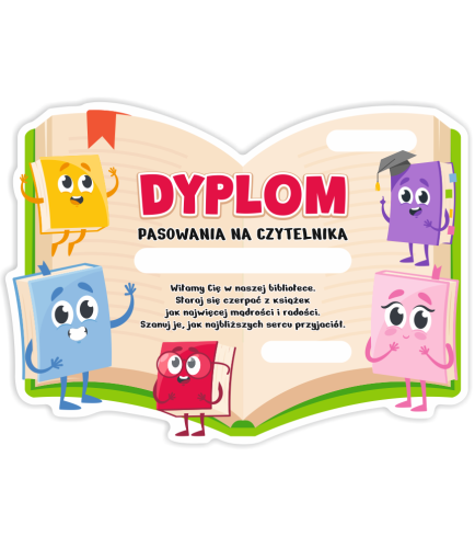 DYPLOM KSZTAŁT - PASOWANIE NA CZYTELNIKA - KSIĄŻKA