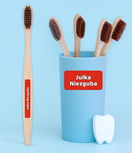 Naklejki imienne ZESTAW (wodoodporne, 70 szt.) - CZERWONY