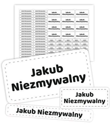 Naklejki imienne ZESTAW (wodoodporne, 70 szt.) - BIAŁY