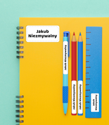 Naklejki imienne ZESTAW (wodoodporne, 70 szt.) - BIAŁY