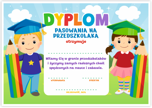 Dyplom: Pasowania na Przedszkolaka (Dzieci)