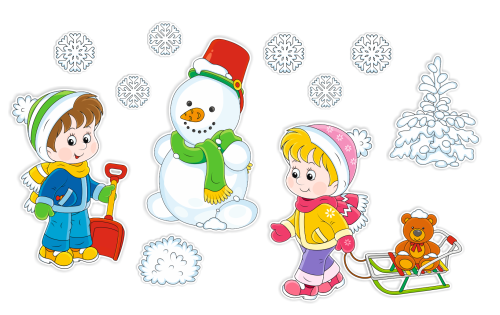 Dekoracja zimowa na okna "Zimowe Dzieci" (dwustronna)