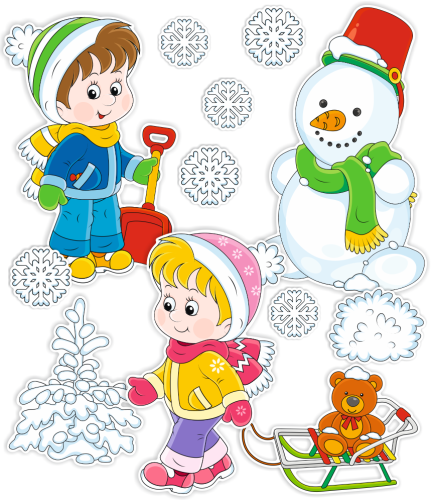 Dekoracja zimowa na okna "Zimowe Dzieci" (dwustronna)