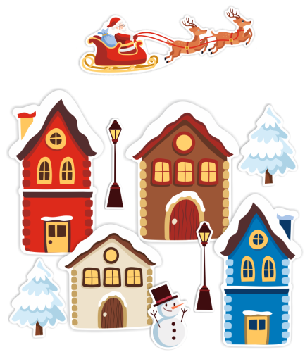 Dekoracja zimowa na okna "Zimowe Domki" (dwustronna)