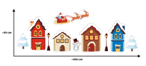 Dekoracja zimowa na okna "Zimowe Domki" (dwustronna)