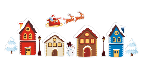 Dekoracja zimowa na okna "Zimowe Domki" (dwustronna)