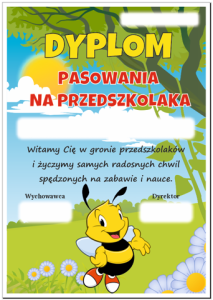 Dyplom: Pasowania na Przedszkolaka (Pszczółka)