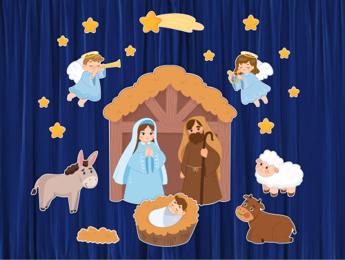 Dekoracja Świąteczna - Szopka Bożonarodzeniowa (rozmiar XXL)