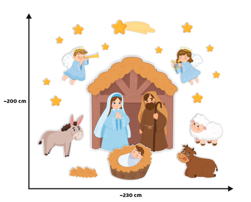 Dekoracja Świąteczna - Szopka Bożonarodzeniowa (rozmiar XXL)