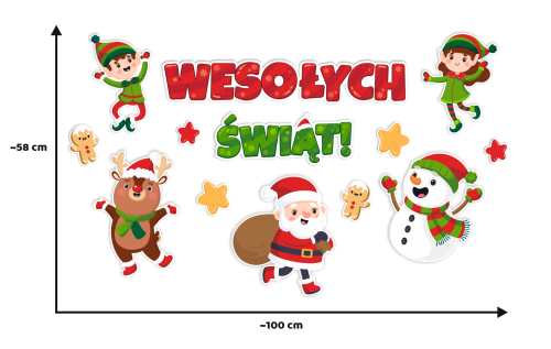 Dekoracja świąteczne - Wesołych Świąt! (~A3, jednostronna)