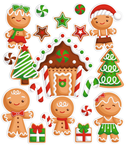 Dekoracja świąteczna na okna - Pierniczki (dwustronna)