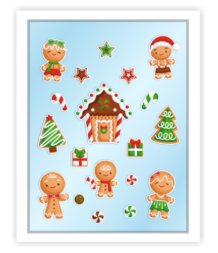 Dekoracja świąteczna na okna - Pierniczki (dwustronna)